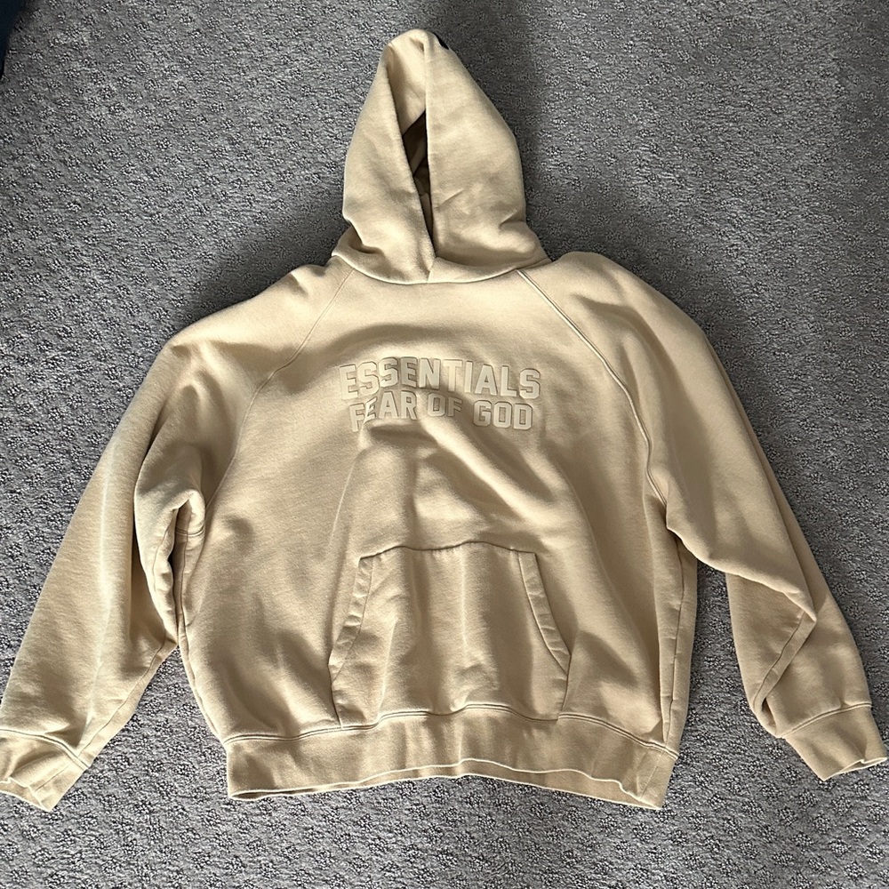 Fear of God Essentials Beige Hoodie